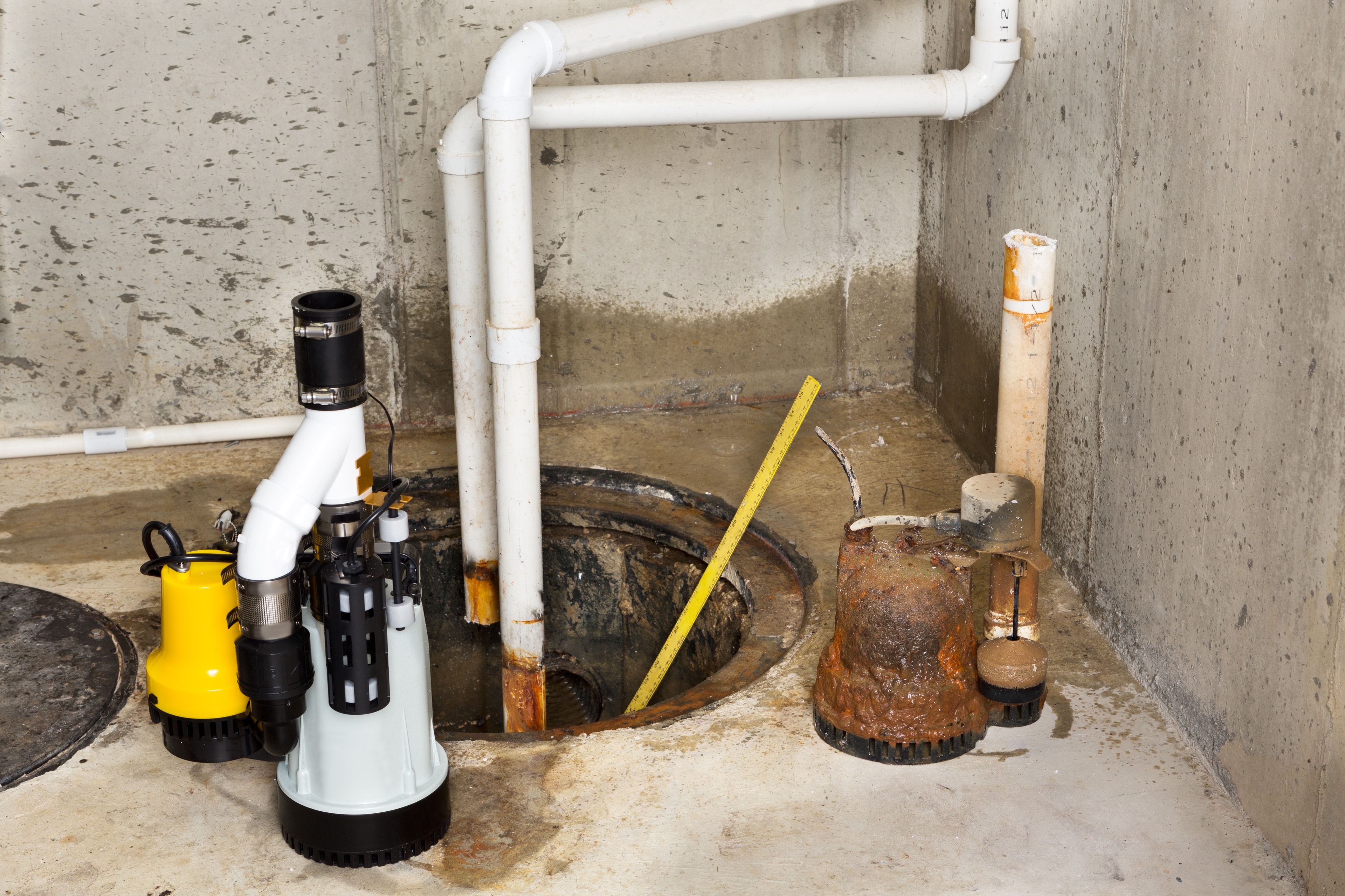 Basement plumbing infrastructure and sump pump system