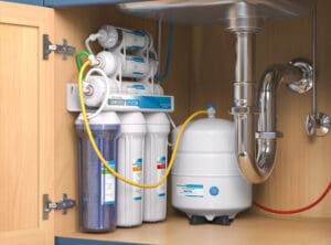 Under-sink water filtration system installation