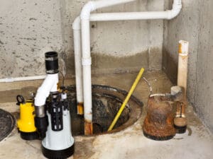 Basement plumbing infrastructure and sump pump system